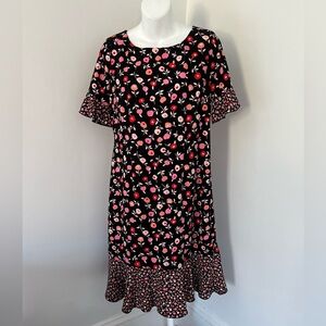 Talbots Floral Shift Dress with Ruffles and Bows Sz. 2